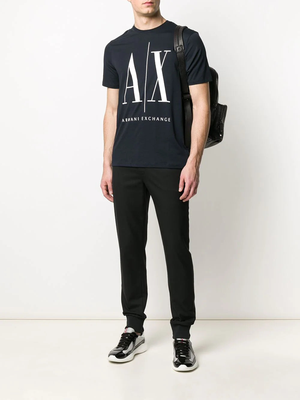 Large logo printed black cotton T-shirt