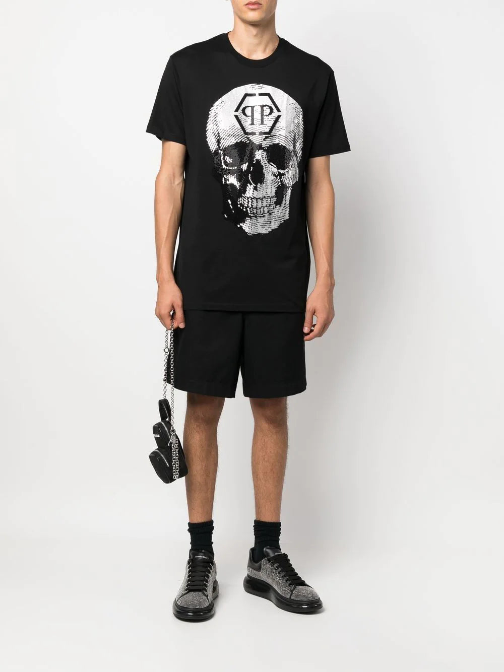 Skull print black T-shirt
