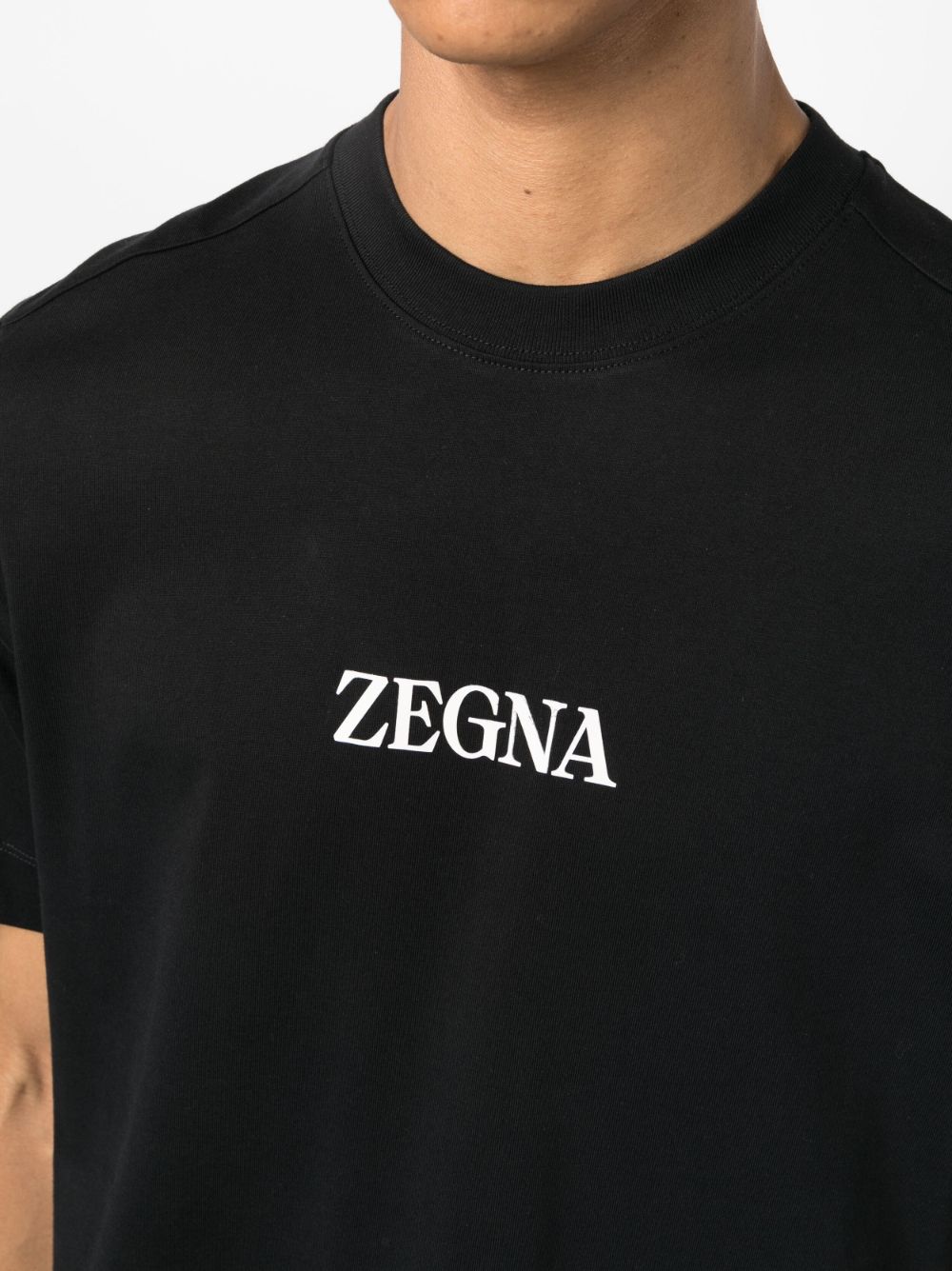 Logo-print black cotton T-shirt