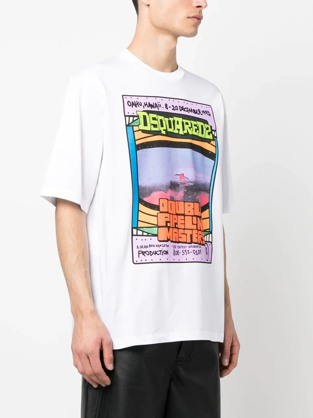 Graphic-print cotton oversized white T-shirt