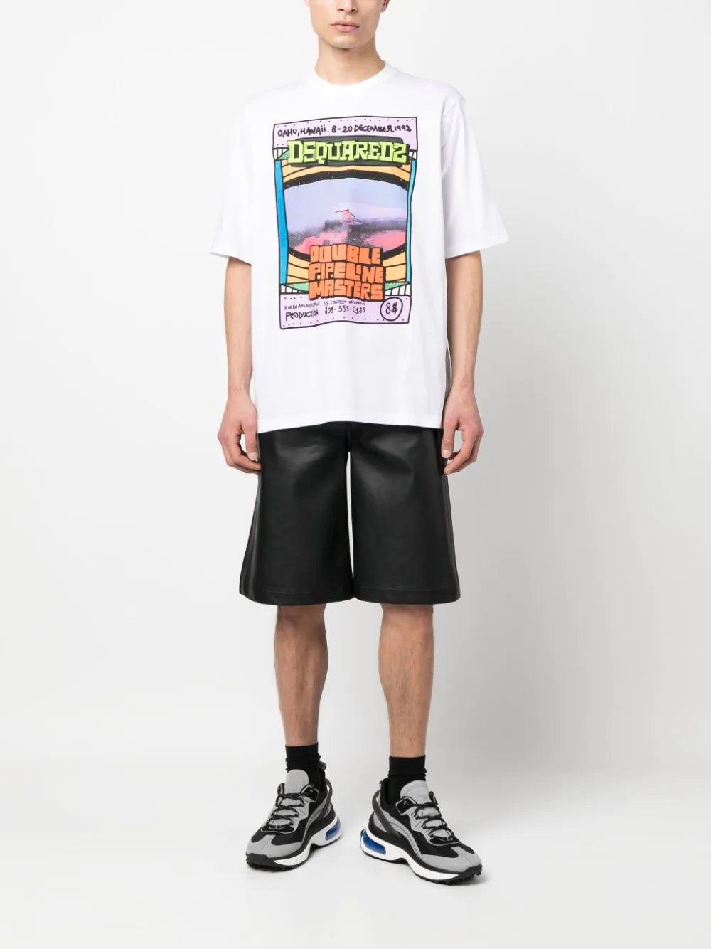 Graphic-print cotton oversized white T-shirt