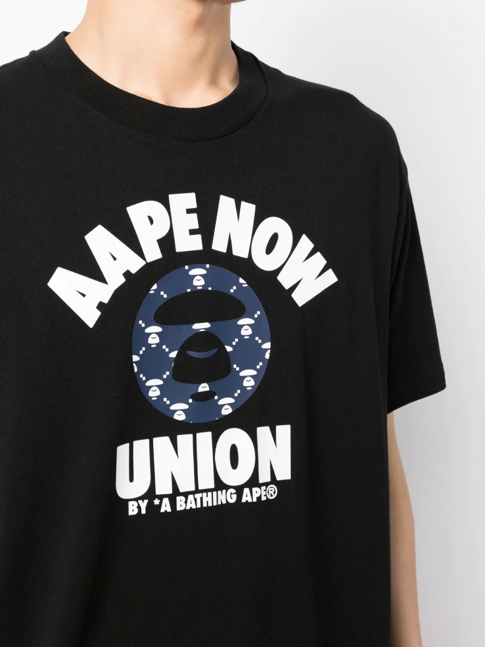 Union Logo Print Black Cotton T-shirt