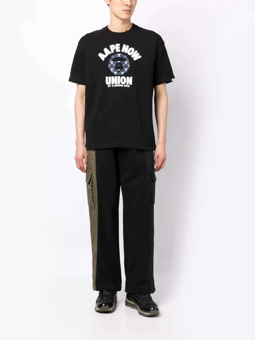 Union Logo Print Black Cotton T-shirt