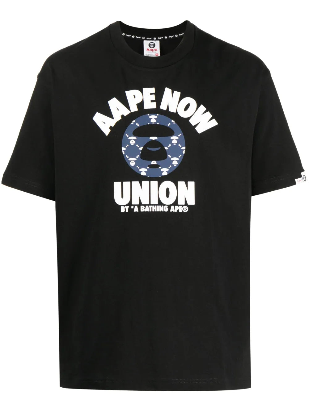 Union Logo Print Black Cotton T-shirt