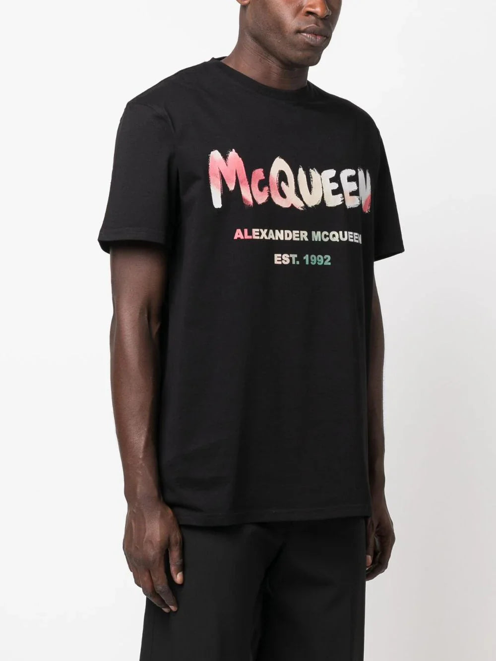 Abstract logo-print black T-shirt