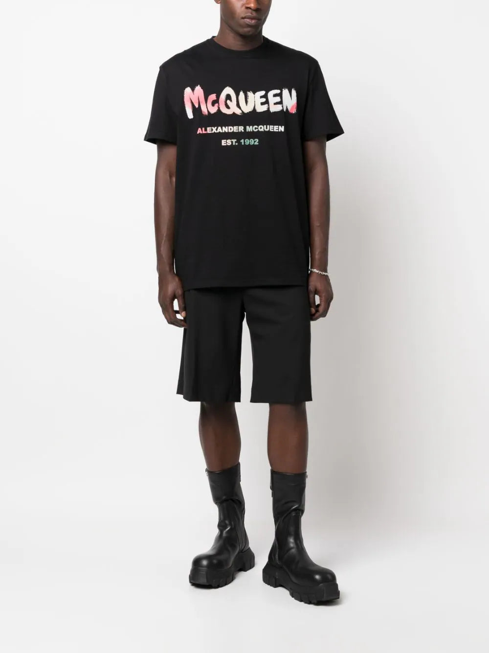 Abstract logo-print black T-shirt