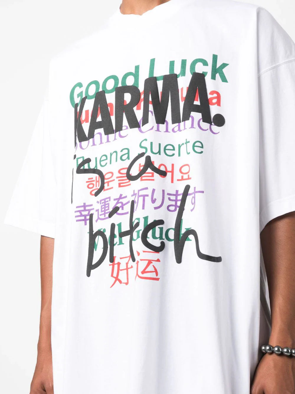 Graphic-print cotton white oversized T-shirt