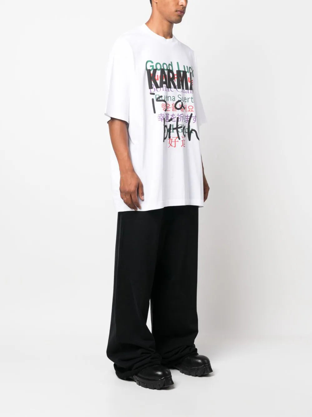 Graphic-print cotton white oversized T-shirt