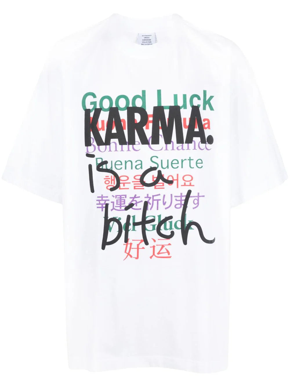 Graphic-print cotton white oversized T-shirt