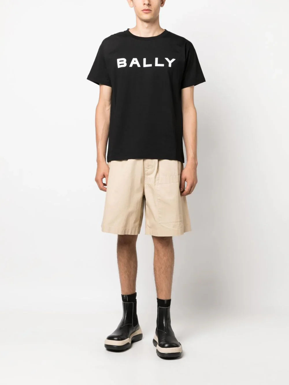Logo-print black cotton T-shirt