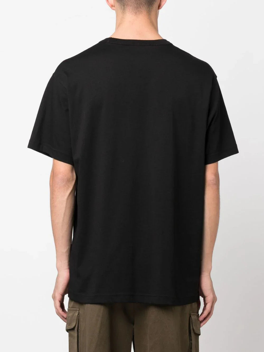 Golden Logo Print Black Cotton T-shirt