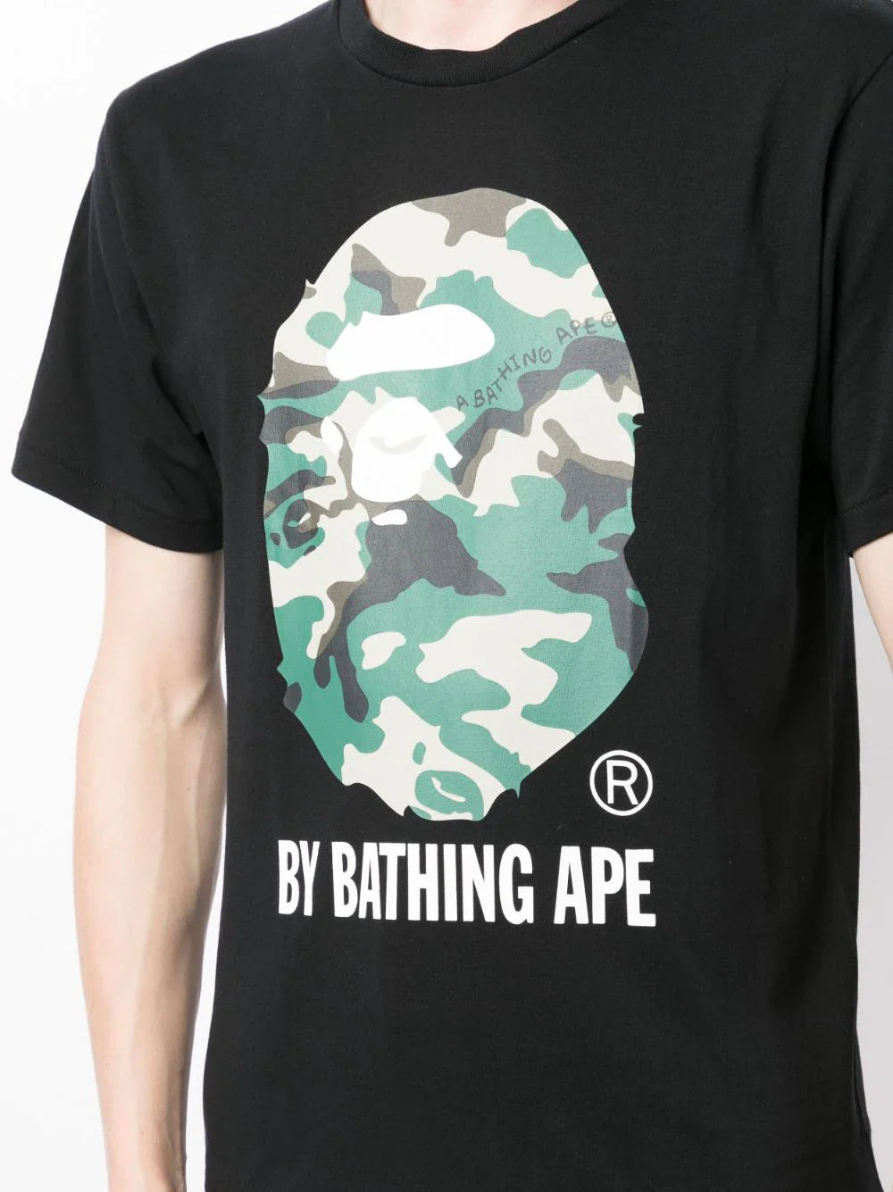 Camouflage Logo Print Black Cotton T-shirt
