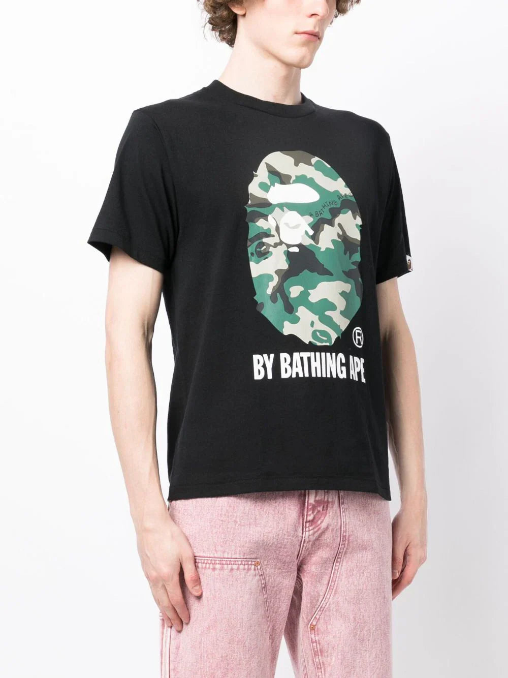 Camouflage Logo Print Black Cotton T-shirt