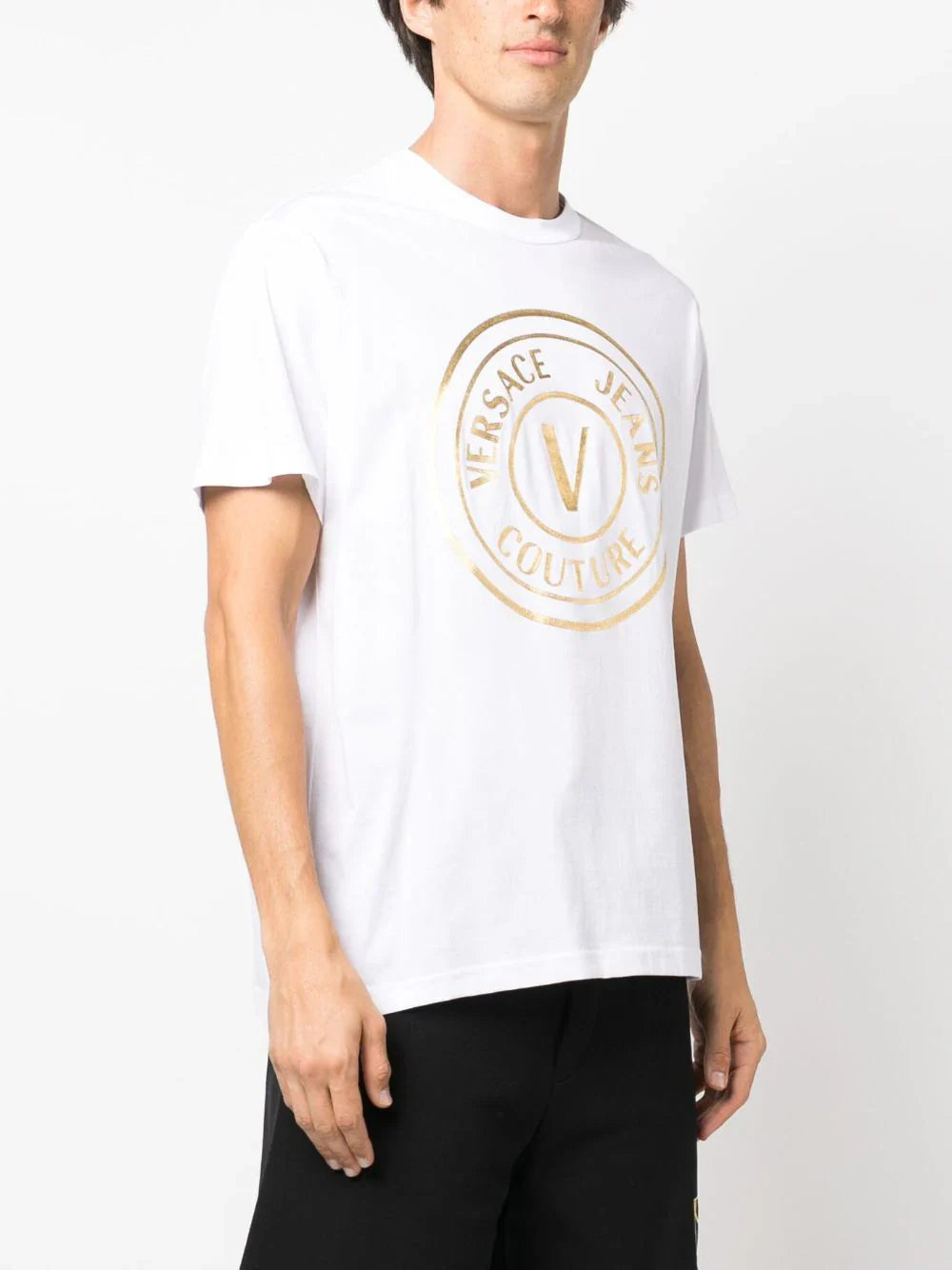 Foil Logo Print White Cotton T-shirt