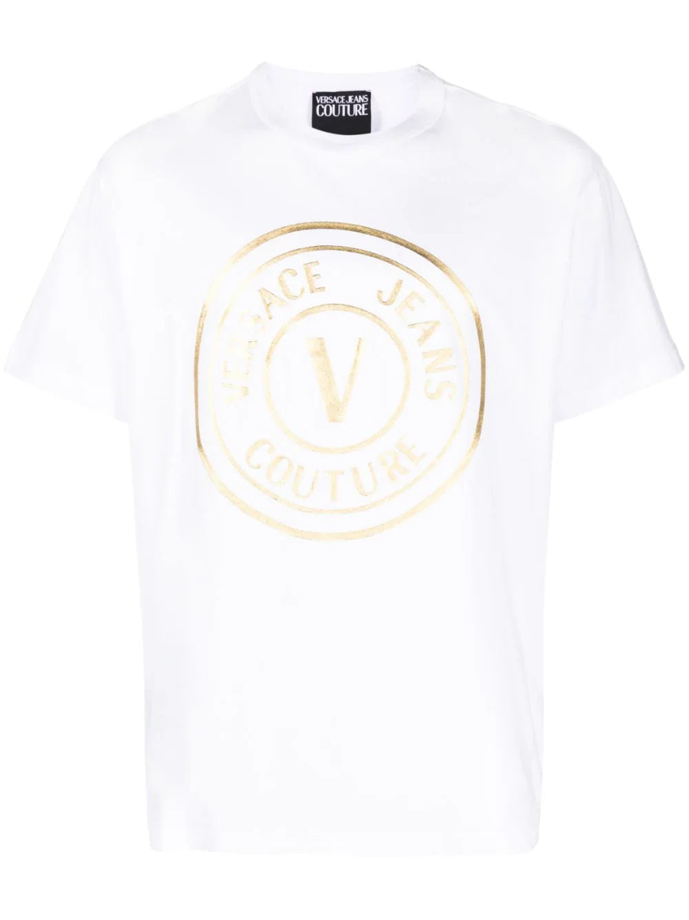 Foil Logo Print White Cotton T-shirt