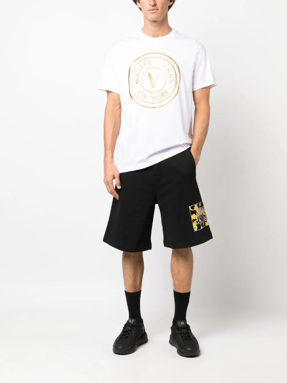 Foil Logo Print White Cotton T-shirt