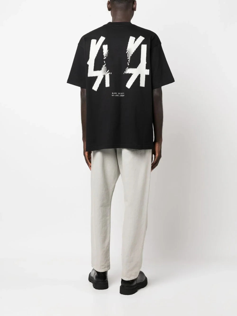 Logo-print black oversized cotton T-shirt