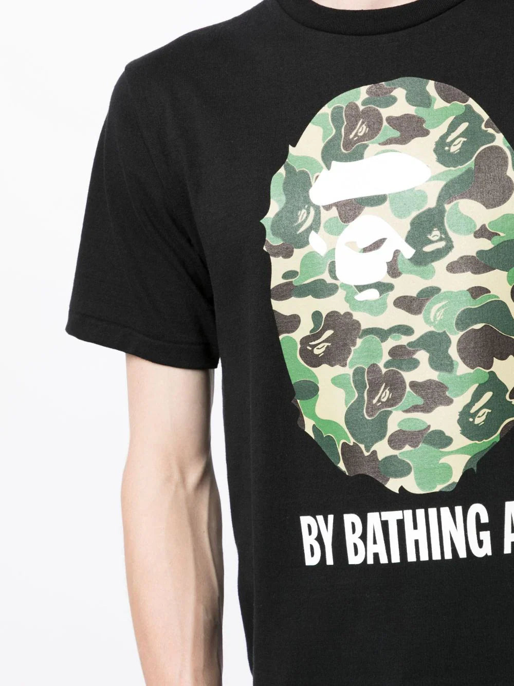 Graphic-print black cotton T-shirt