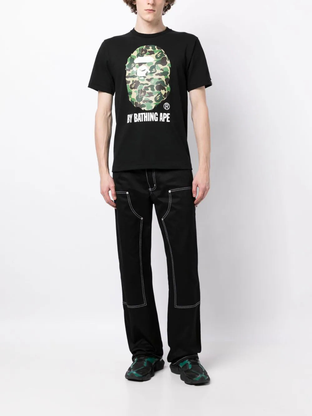 Graphic-print black cotton T-shirt