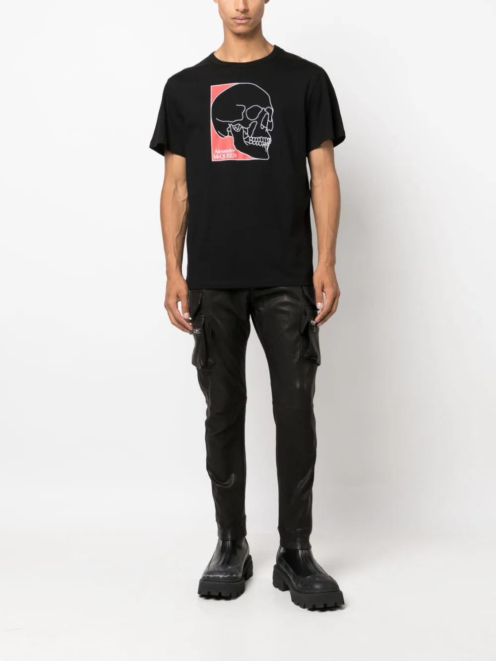 Skull-print black cotton T-shirt