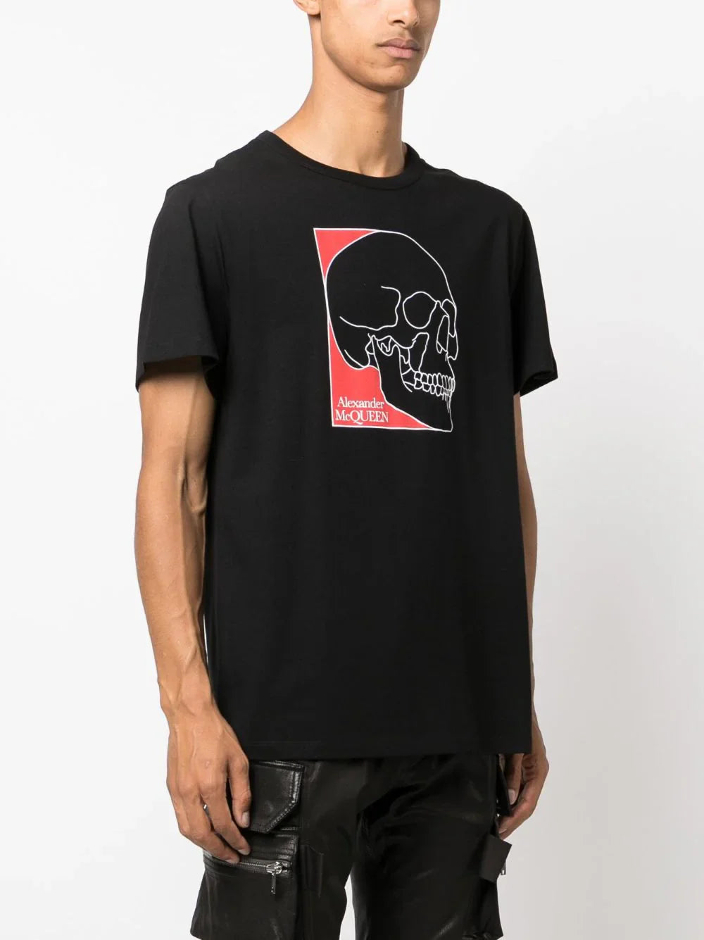 Skull-print black cotton T-shirt