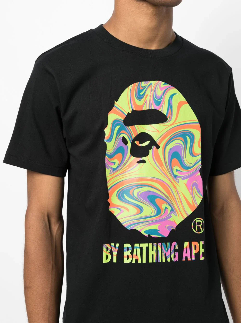 Marbling graphic-print T-shirt