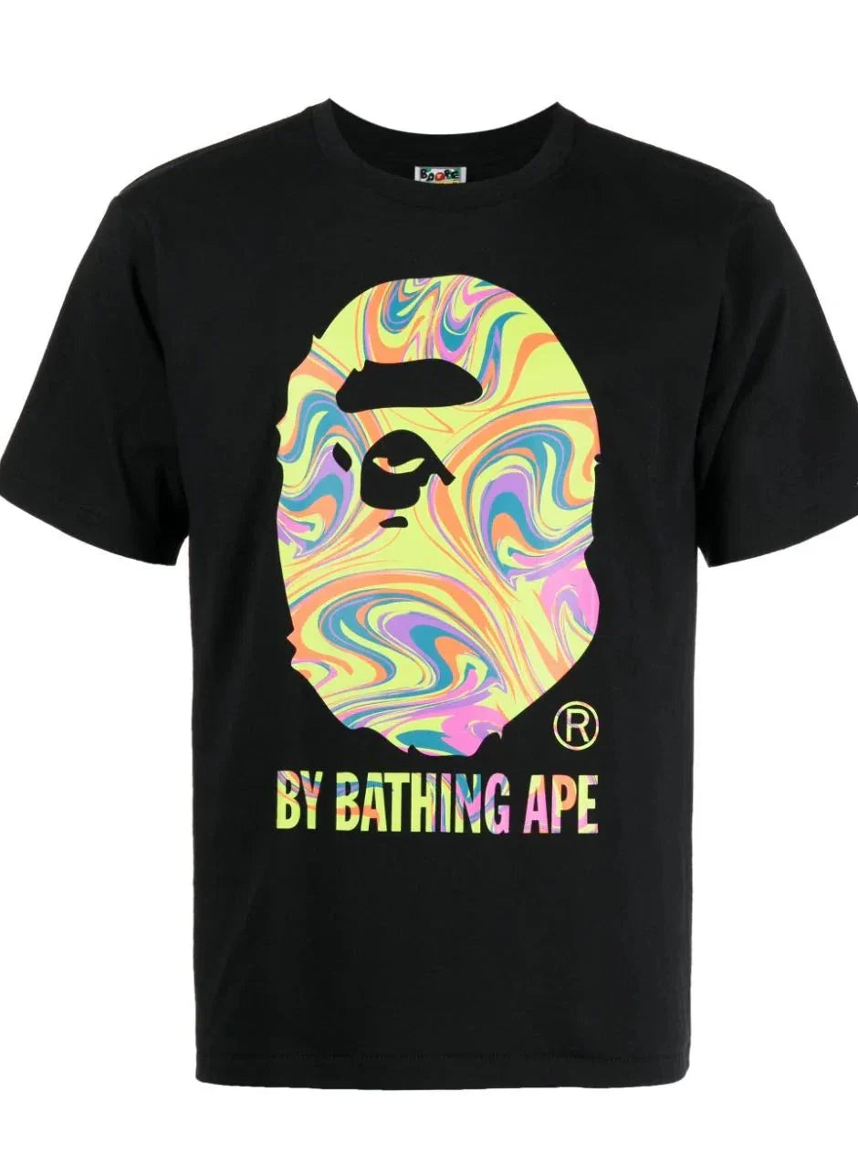 Marbling graphic-print T-shirt