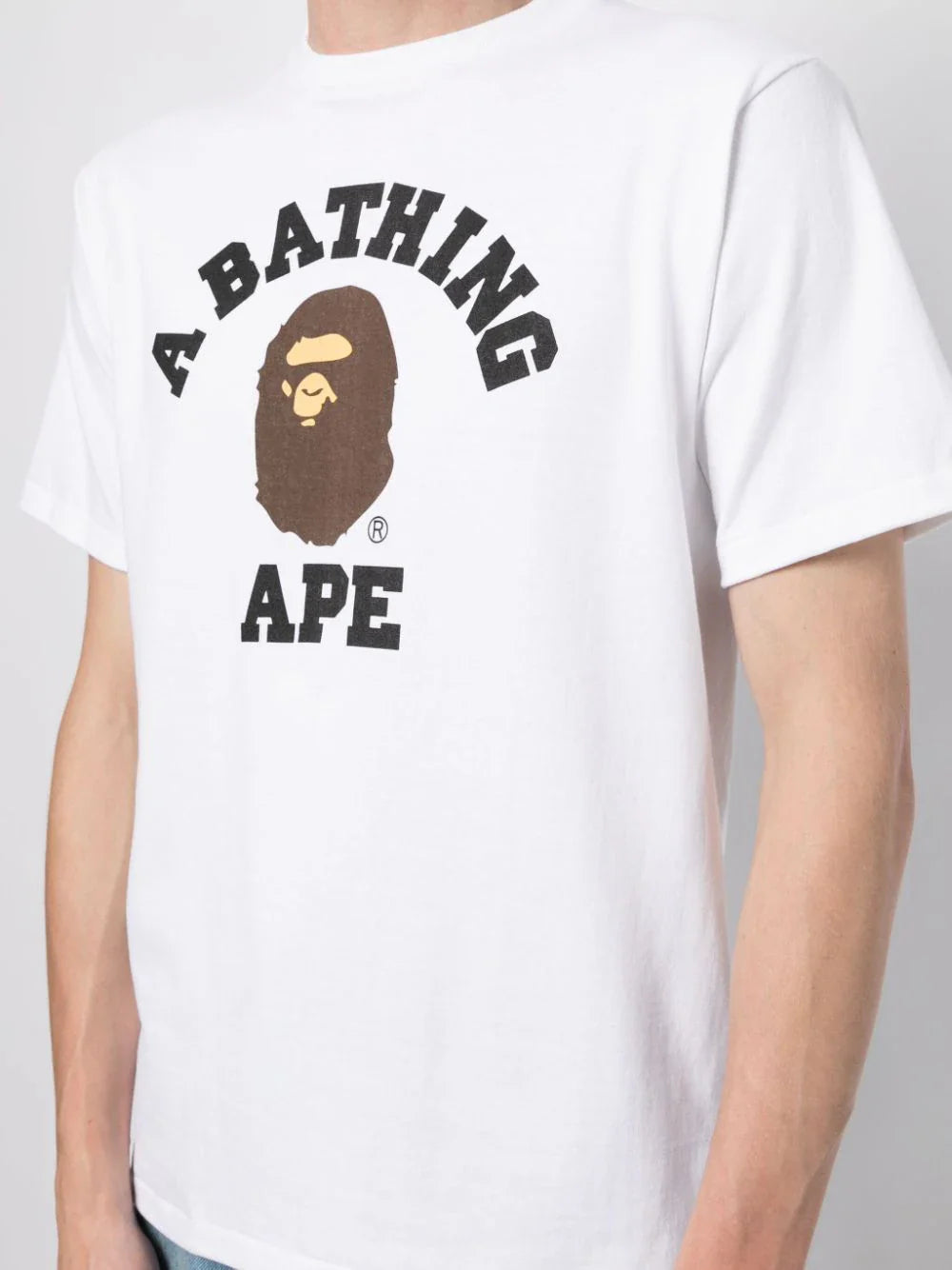 College logo-print white cotton T-shirt