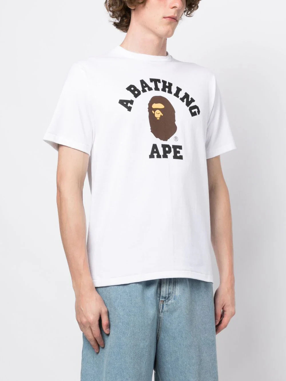 College logo-print white cotton T-shirt