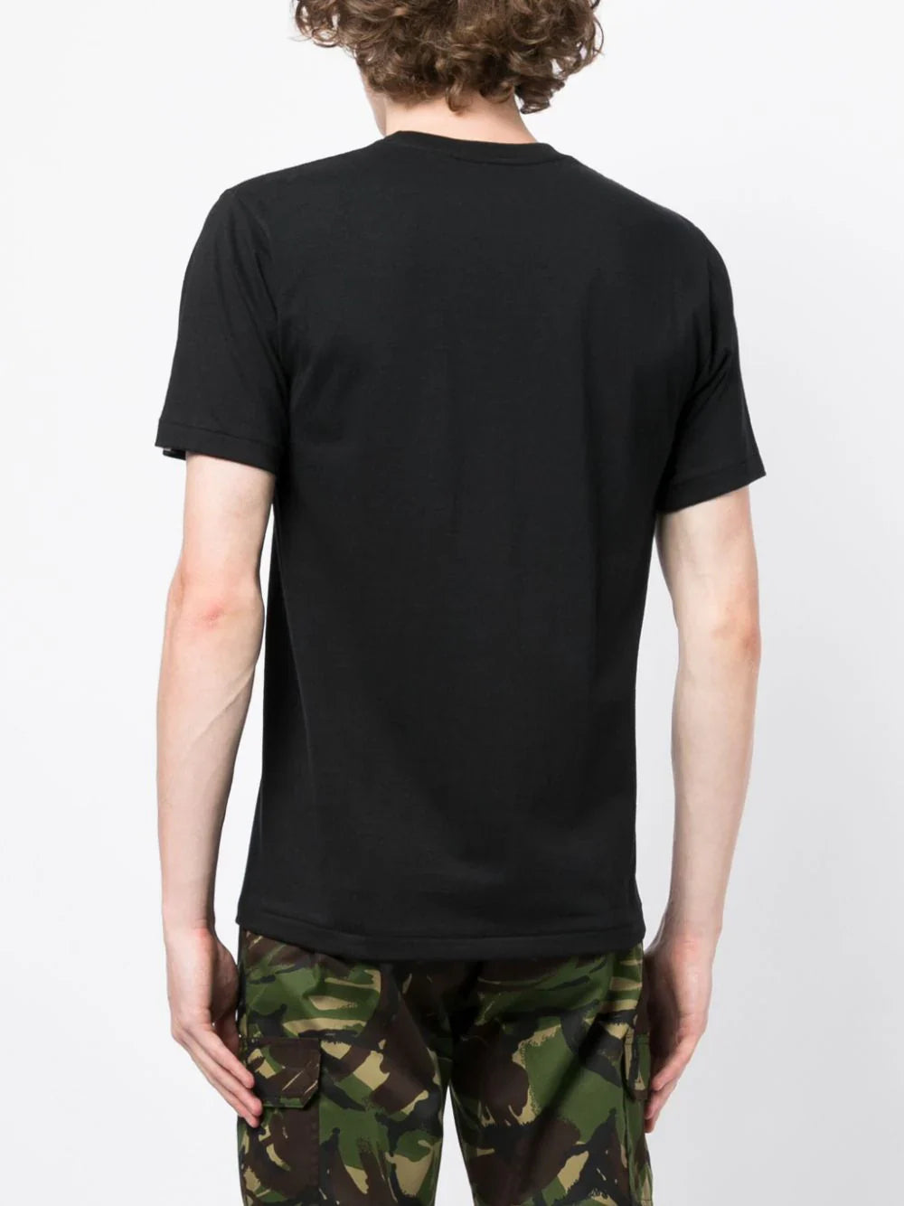 College logo-print black cotton T-shirt