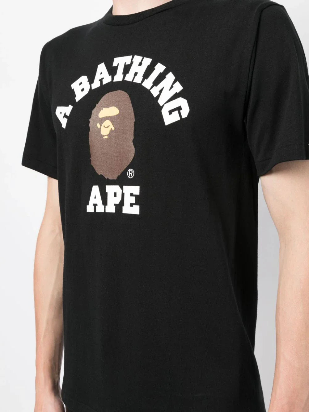 College logo-print black cotton T-shirt
