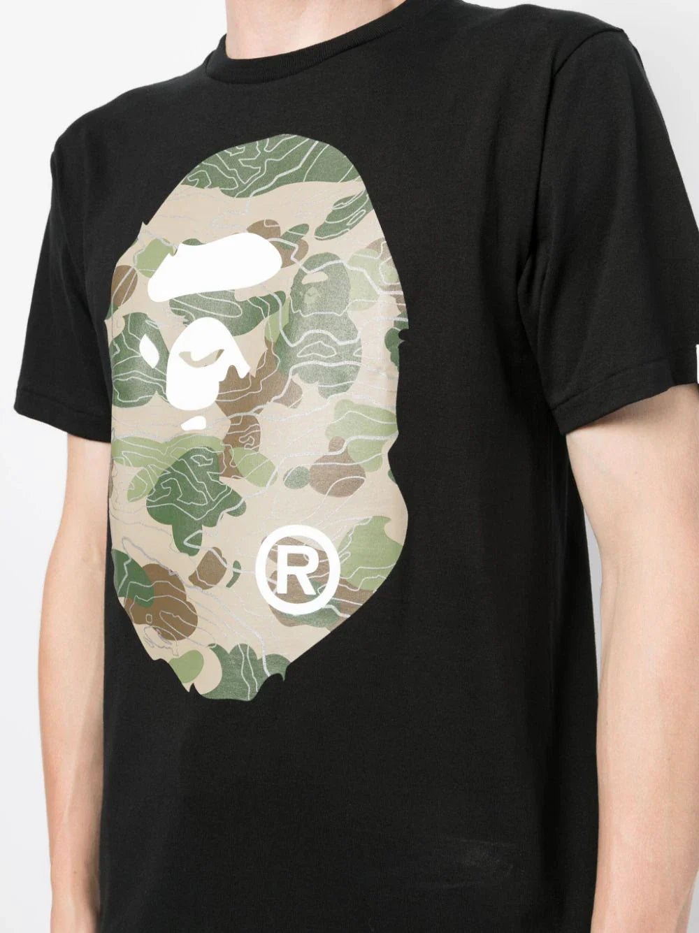 Camouflage Graphic Print Black Cotton T-shirt