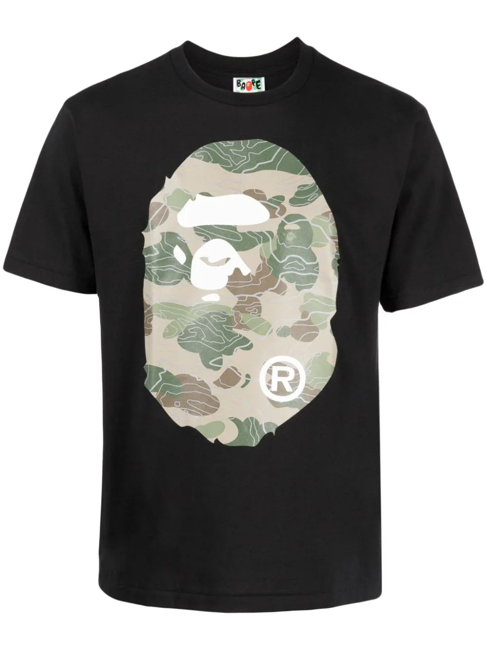 Camouflage Graphic Print Black Cotton T-shirt