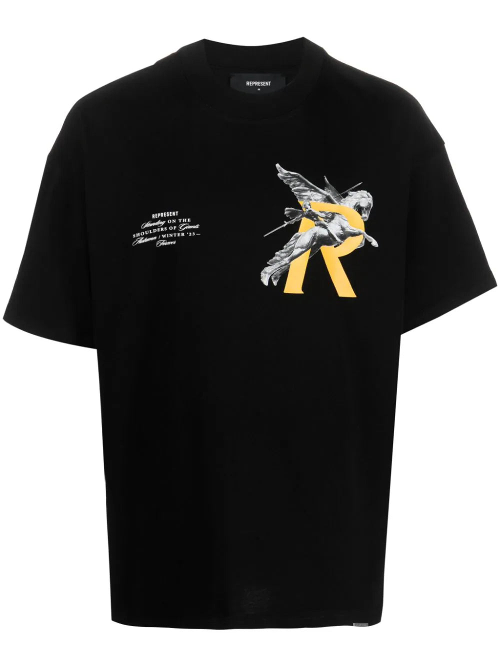Graphic-print black cotton T-shirt