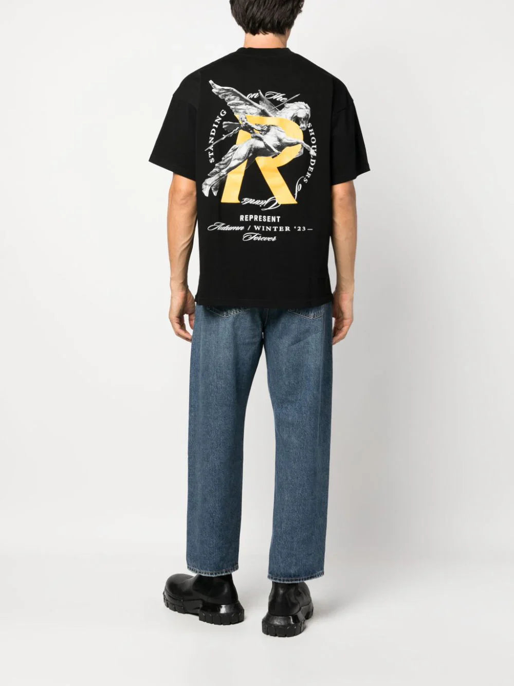 Graphic-print black cotton T-shirt