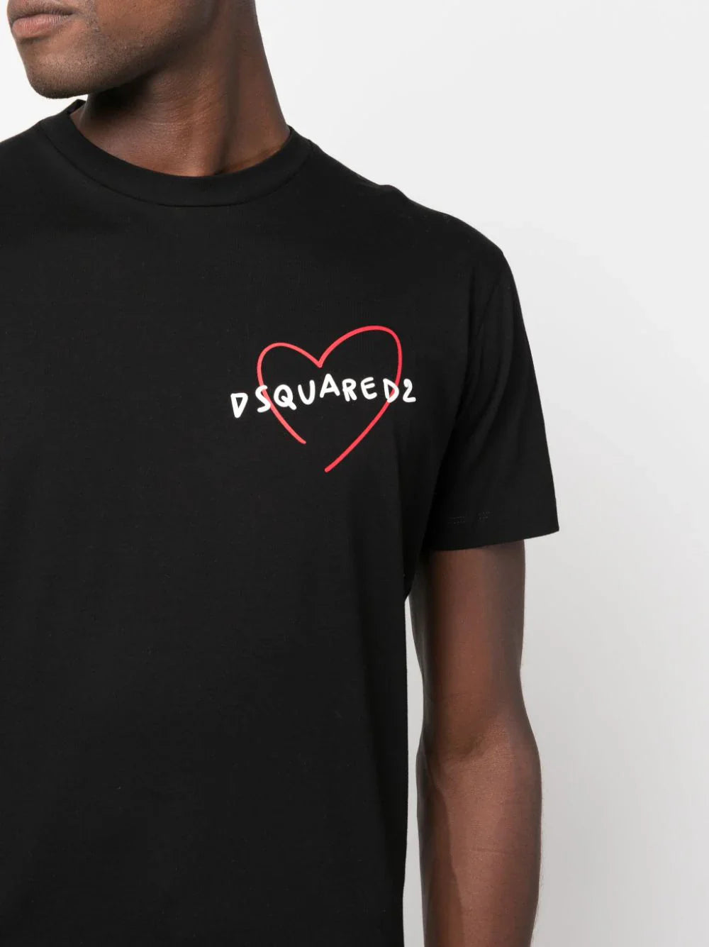 Heart logo-print black T-shirt