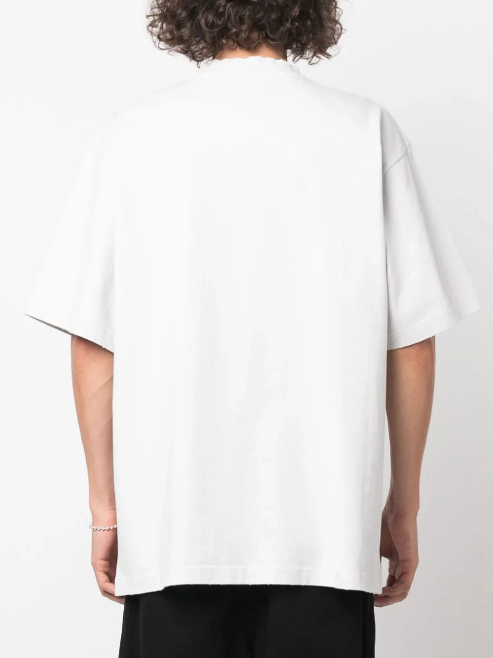 Inverted logo-print white cotton oversized T-shirt