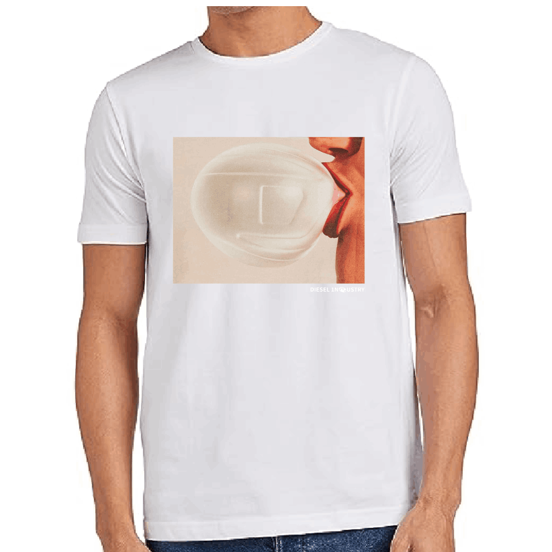 Men's Bubblegum Logo Black Printed T-shirt