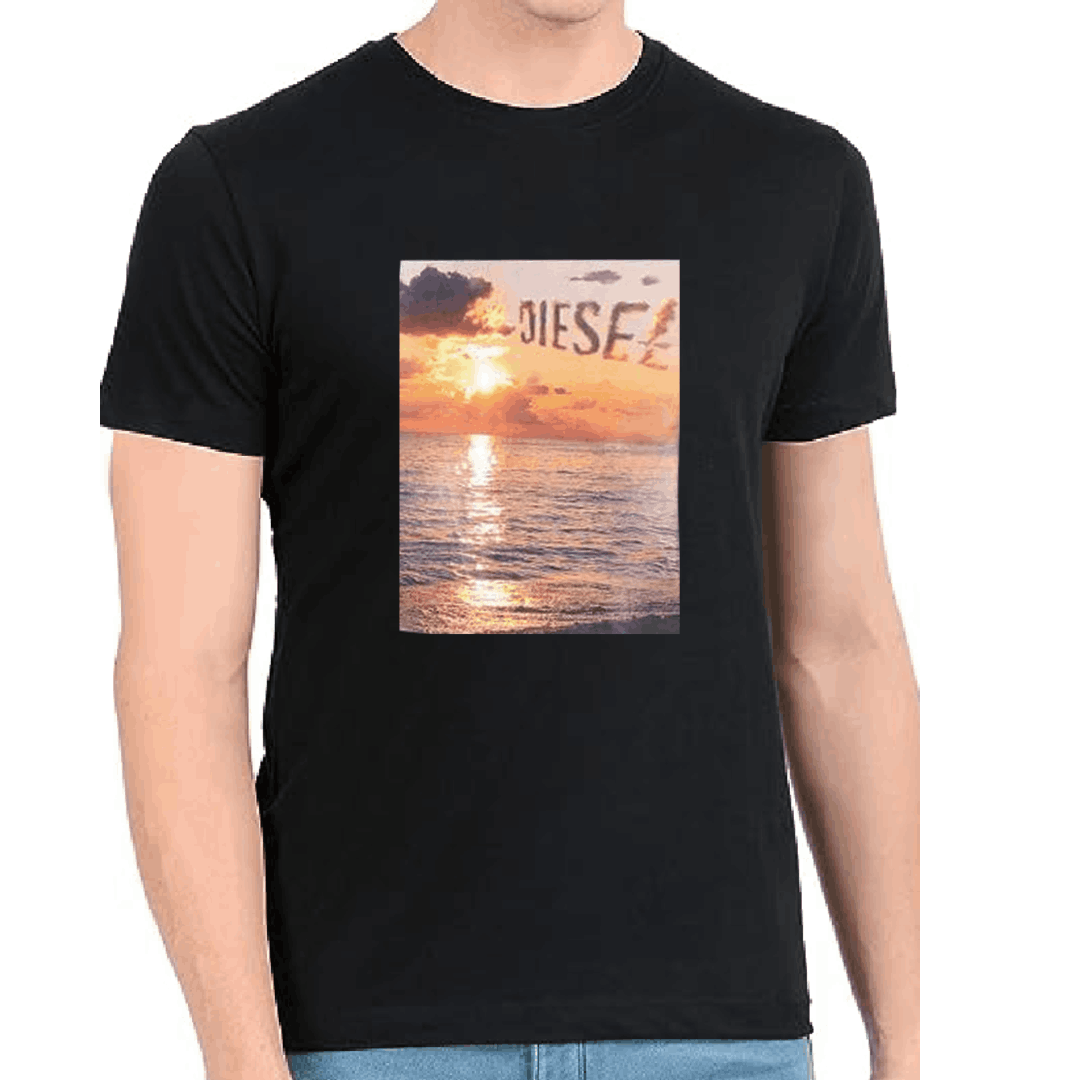 Sunset Logo Print Black & White T-shirt