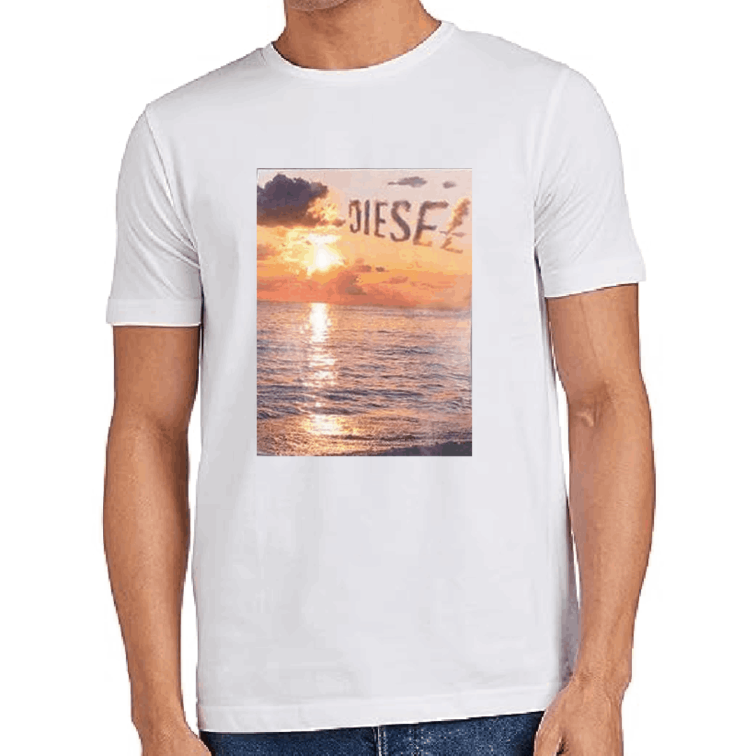 Sunset Logo Print Black & White T-shirt