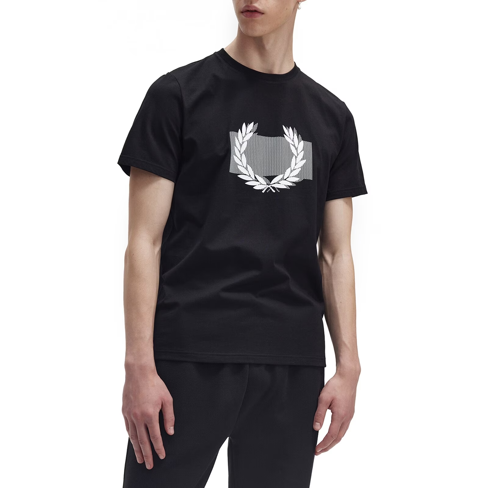 Black Colour-Blocked Laurel Wreath T-shirt