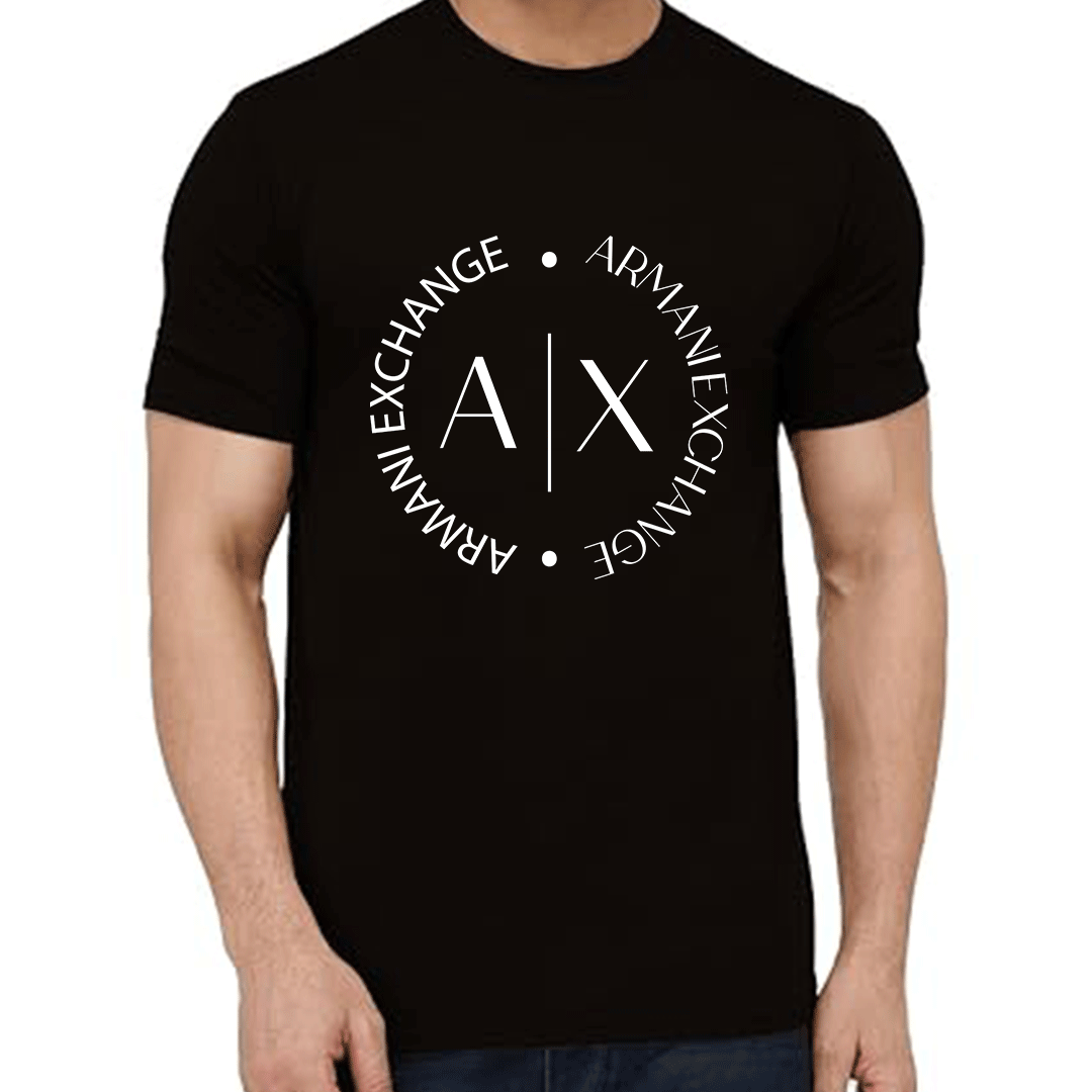 Men's Logo Circle Regular Print Black Tshirt