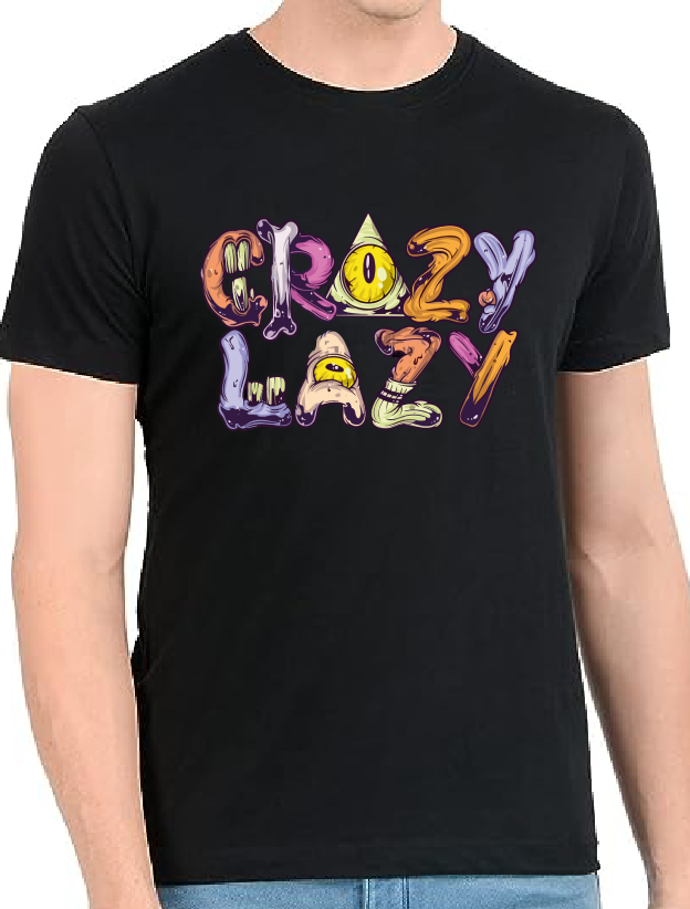 Men's Cotton Regular Fit "Crazy Lazy" Round Neck Printed T-shirt