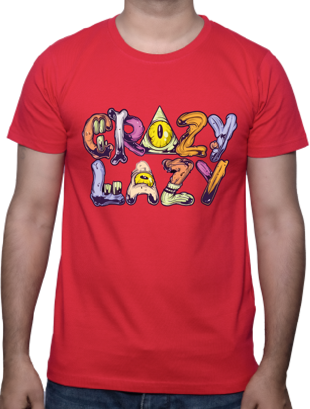 Men's Cotton Regular Fit "Crazy Lazy" Round Neck Printed T-shirt