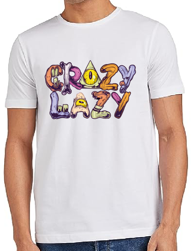 Men's Cotton Regular Fit "Crazy Lazy" Round Neck Printed T-shirt