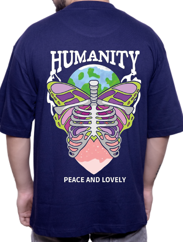 Men's Oversized Round Neck "Humanity 2" Printed T-shirt