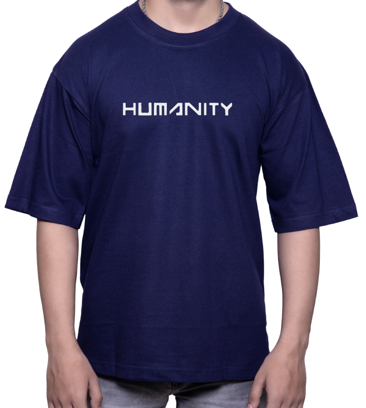 Men's Oversized Round Neck "Humanity 2" Printed T-shirt