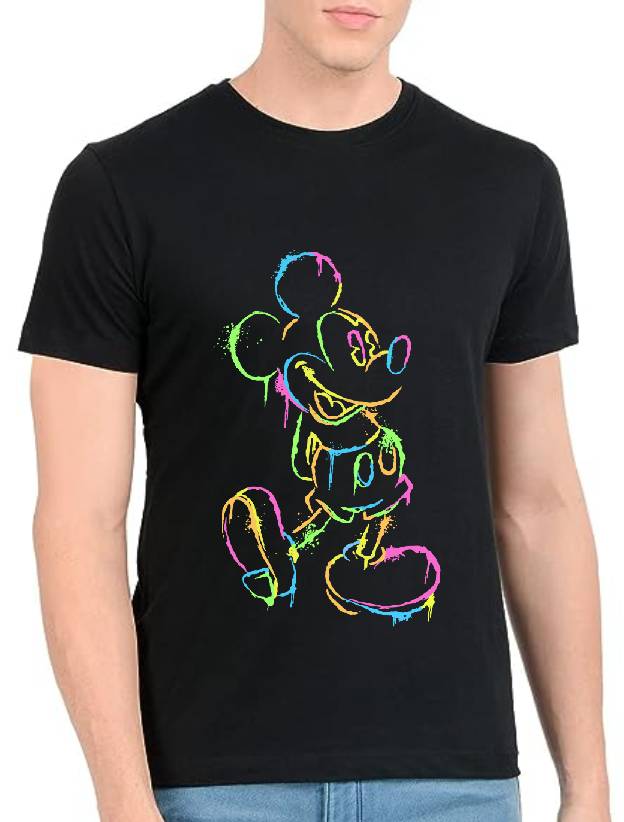 Men's Cotton Regular Fit Mickey Mouse Printed T-shirt
